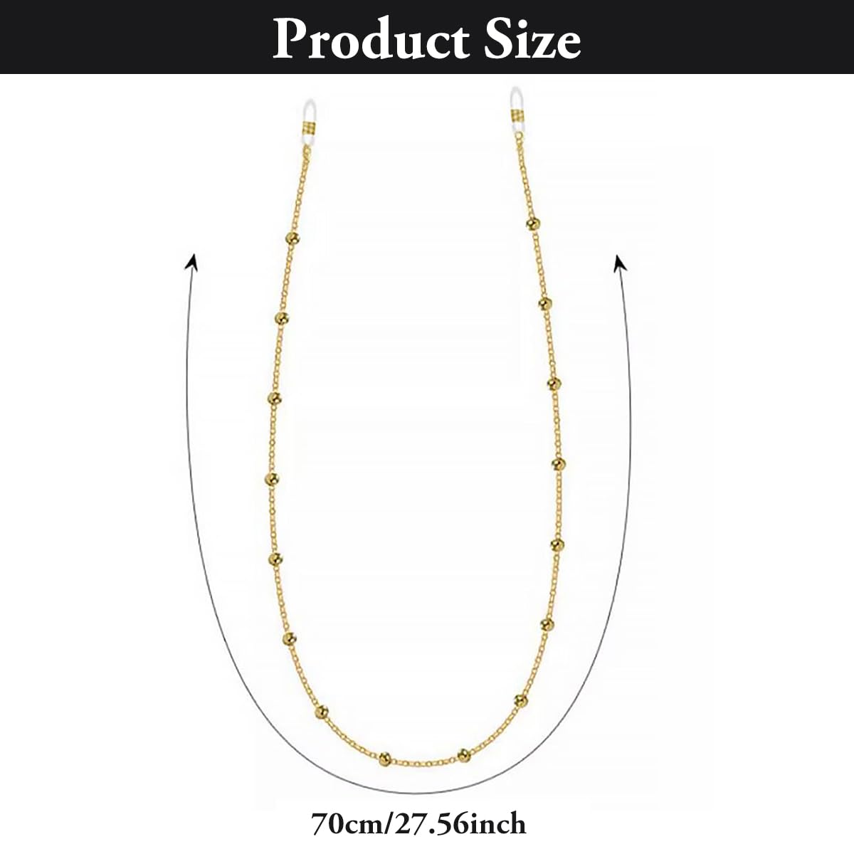 ZIBUYU® 2Pcs Glasses Chain 27.56 Inches Trendy Metal Beaded Glasses Chain Golden and Silver Anti-lost Eye Glass Chain Fashion Sunglasses Accessories for Men Women