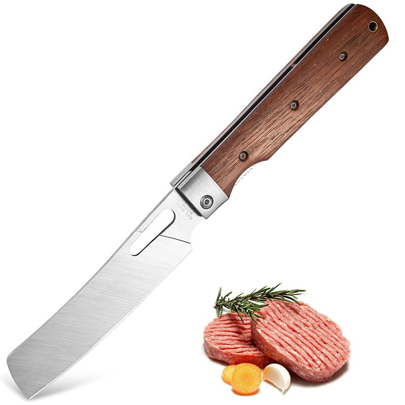 Supvox Kitchen Cutter for Camping and BBQ Cooking with 10 in Blade and Wooden Handle