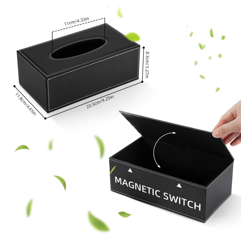 ZIBUYU Tissue Box Holder for Car and Home with Fine Stitching | PU Leather 24x12x9.5cm