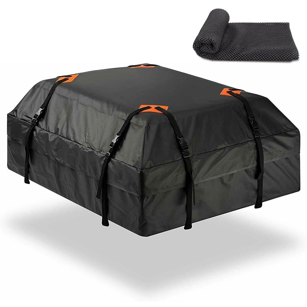 STHIRA® Large Car Roof Luggage Bag 420D Heavy Duty Oxford Cloth Car Roof Luggage Bag Waterproof UV-Proof Car Rooftop Luggage Bag 400L Rooftop Luggage Bag with Quick Release Buckle & Anti-Slip Mat