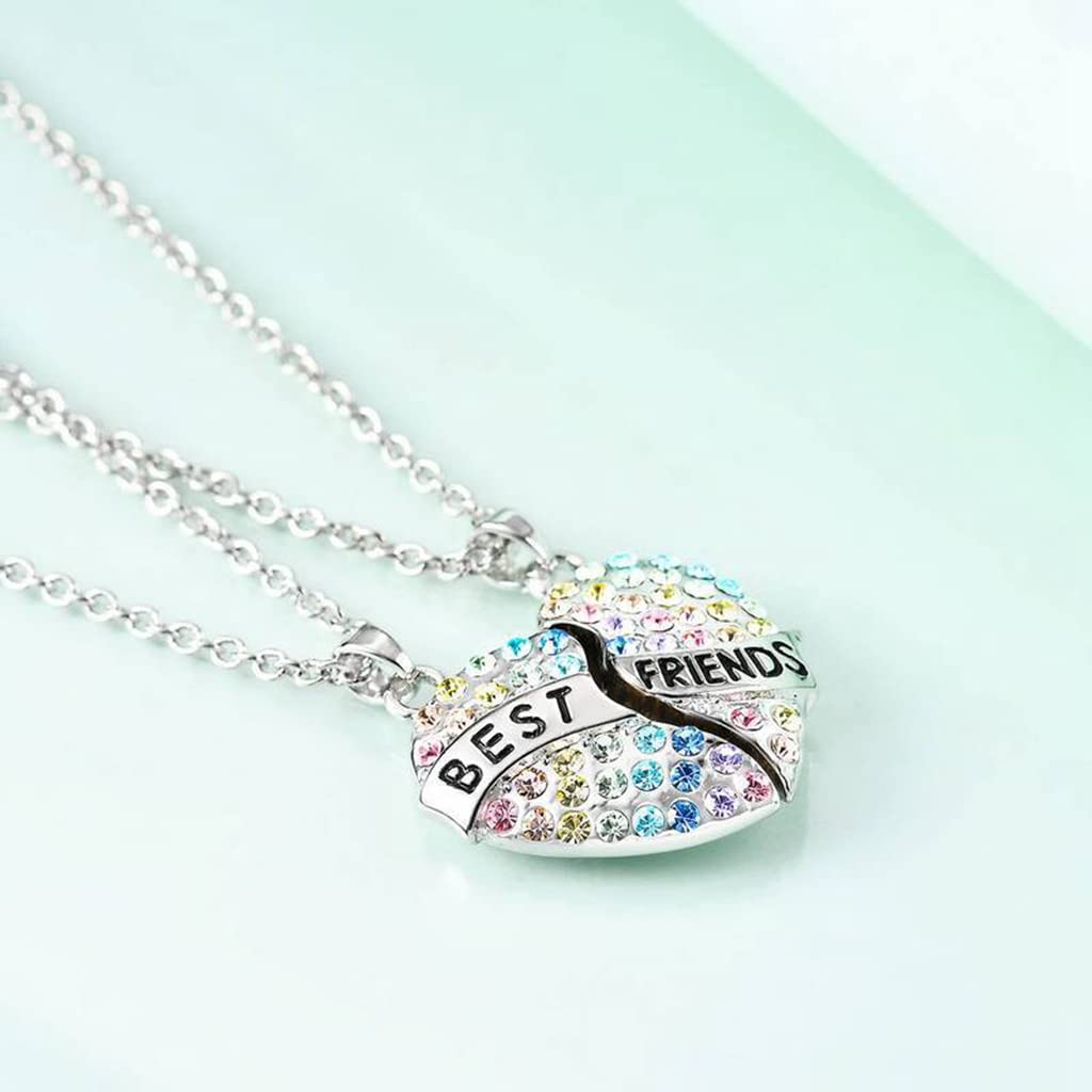 Zibuyu Heart Necklace for Friendship Girls with Magnetic Pendant Pair and Alloy Chain | Charming Gift for Best Friends