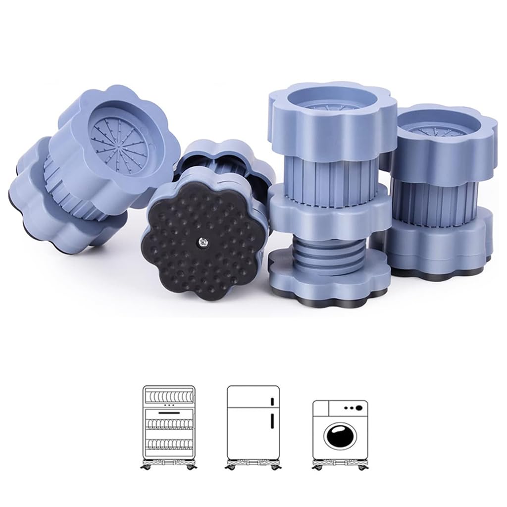 ZIBUYU Anti Vibration Pads for Washing Machine with Adjustable 8–11 cm Riser Feet | Floor Protection