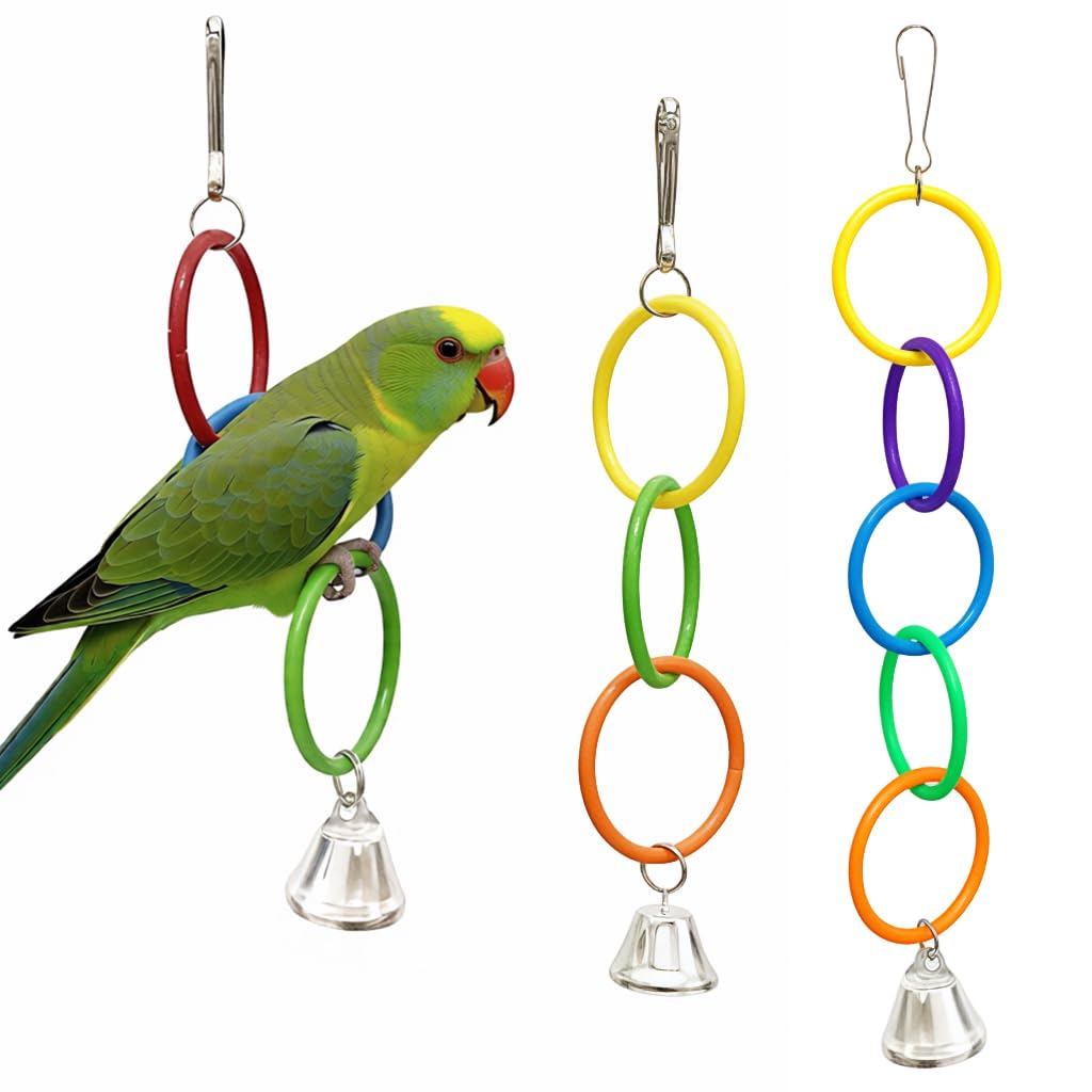Qpets Parrot Link Chain Toys for Birds with Colorful Rings & Secure Clasp | 2-Piece Set