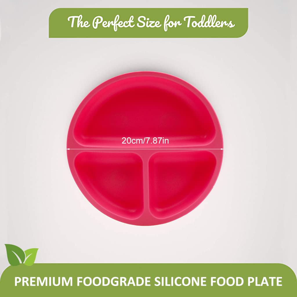 SNOWIE SOFT Silicone Baby Suction Plates for Feeding with 4 Strong Cups and Lid | Dishwasher and Microwave Safe