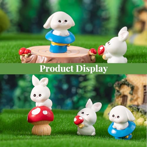 HASTHIP 8Pcs Cartoon Miniature Decor Mini Resin Bunnies Desk Decor Moss Landscape Decorations Resion Miniature Decor for Moss Landscape, Garden Ornament, Flower Pots, Dollhouse Garden Decorations
