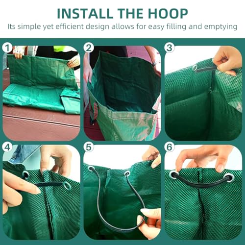 HASTHIP® Heavy Duty Garden Waste Bag 300L Reusable Leaf Yard Trash Container 80 Gallon PP Debris with Reinforced Handles for Lawn Tool Storage Organic Collection 3PCS