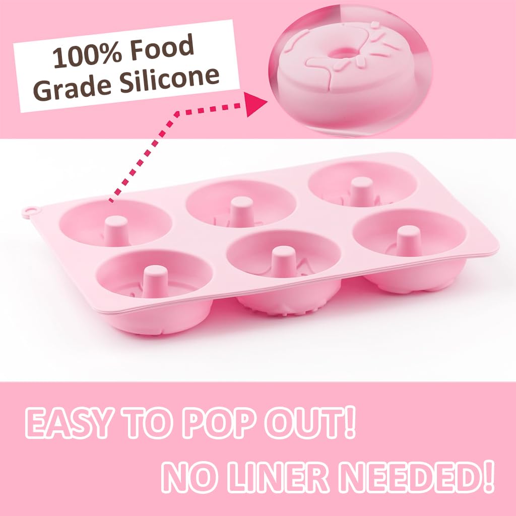 HASTHIP® Silicone Mini Donut Cake Pan - 1Pack 6-Cavity Silicone Fluted Tube Cake Pans