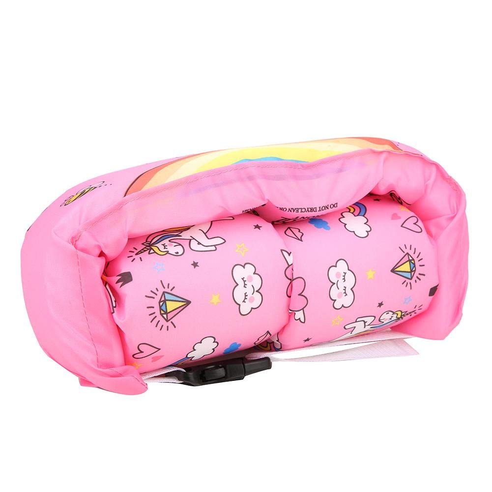 ZIBUYU Swim Arm Bands for Kids with Adjustable Chest Strap and Safety Buckle | Pink Oxford Cloth Floaties for Water Training