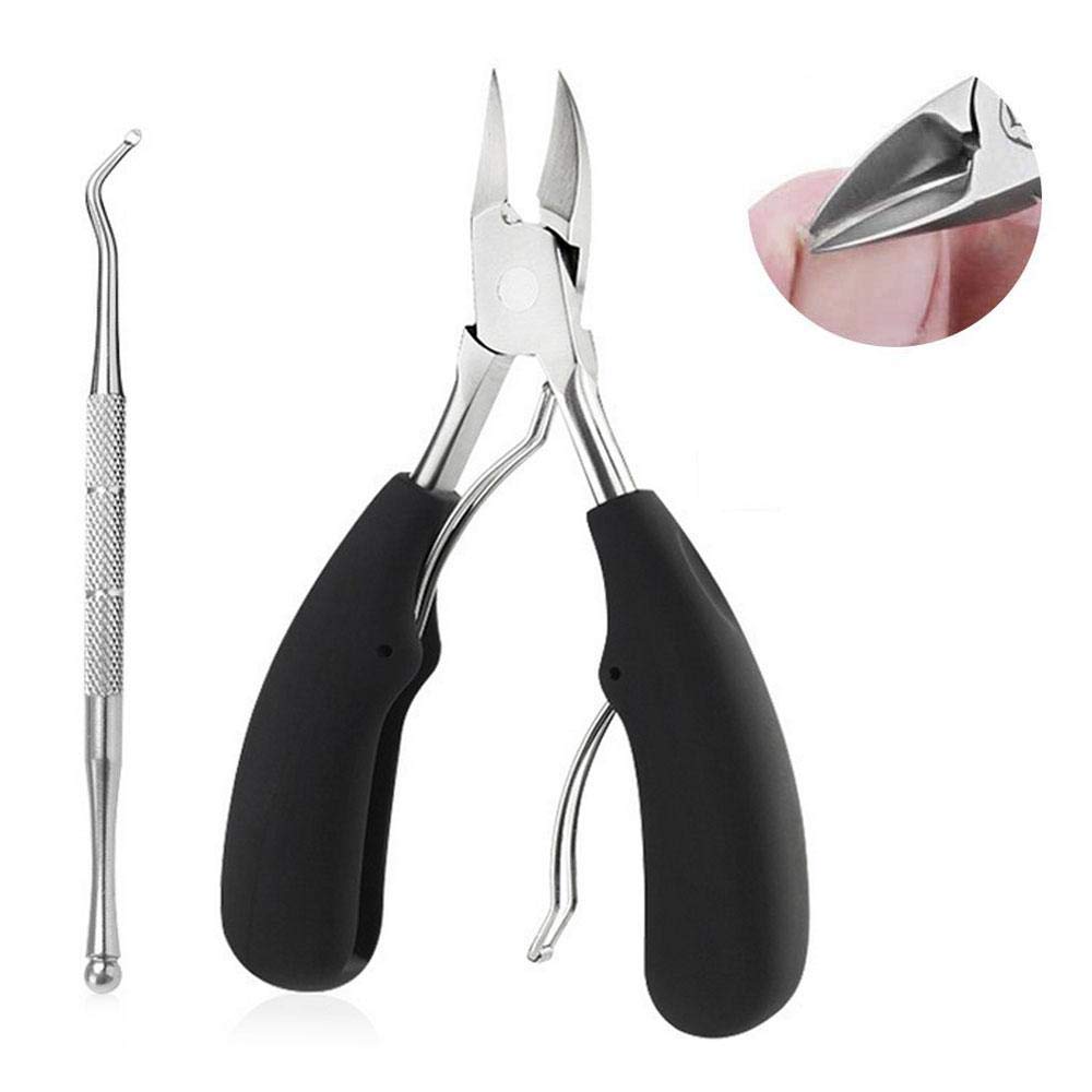 MAYCREATE  lesgos Professional Surgical Grade Stainless Steel Ingrown Big Thick Nails Nippers Cutters with File for Elderly, Seniors, Men (Black)