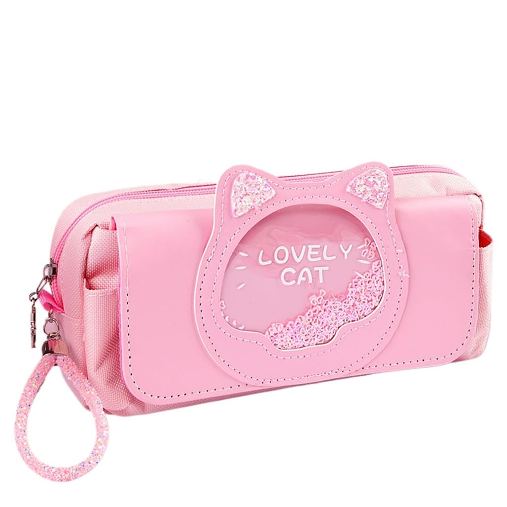 Zibuyu Cute Cat Pencil Box for Kids with Handle and Water-Resistant Pouch | Large Capacity School Organizer
