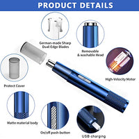 MAYCREATE® Nose Hair Trimmer For Men &Women, Electric Ear and Nose Hair Trimmer Eyebrow Clipper, Dual-Hole Vortex Cleaning System IPX5 Waterproof Facial Hair Grooming Kit for Men, Blue