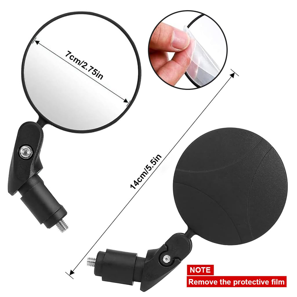 STHIRA® 2Pcs Bike Mirrors for Bar End Bicycle Convex Mirrors for Handlebars Bicycle Cycling 360° Adjustable Rear View Mirrors, with Wrenches Safe Rearview Mirror for MTB, Adult Bicycle