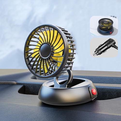 STHIRA® Foldable Car Fan for Car Cigarette Lighter 12/24V Car Fan 3-Speed Car Fan with Switch 360 ° Rotatable Design Quiet Car Cooling Fan Plug and Go, 1.5m Cable