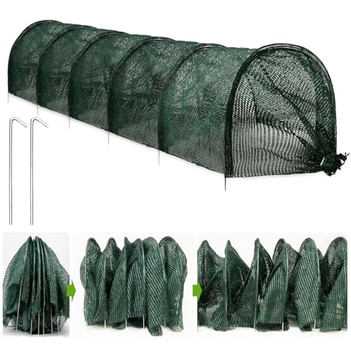 HASTHIP® Garden Tunnel Folding Nylon Mesh Planting Tunnel Grow Tunnel Protective Green Tunnel for Vegetables, Herbs, and Greens, 17.8 x 118 inches