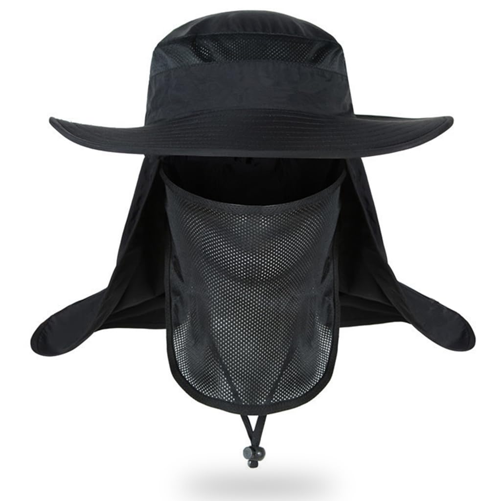 GUSTAVE Hat Cap for Men with 7 in Wide Brim and Detachable Neck Flap | UV Sun Protection for Hiking