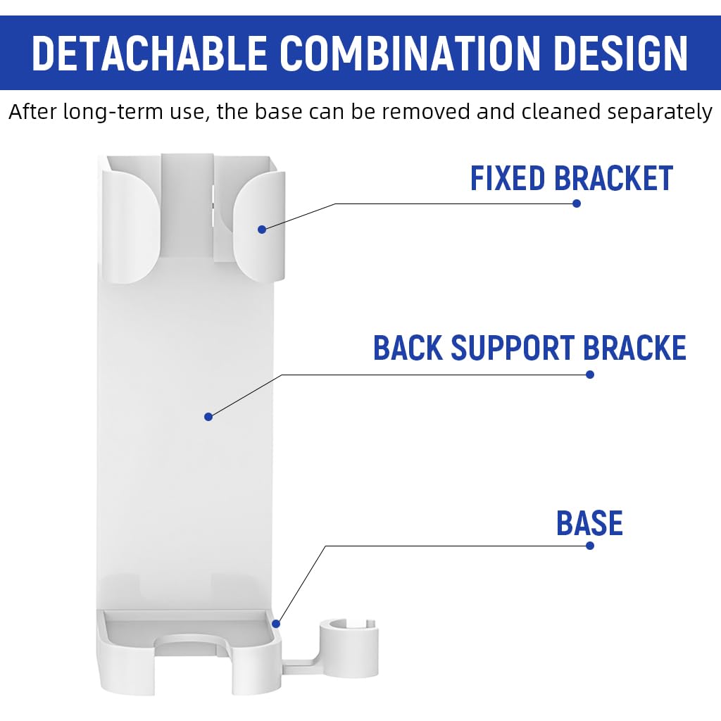 HASTHIP Hair Dryer Stand for Wall Mounted Styling | 2PCS No Drill Organizer with Cable Grip