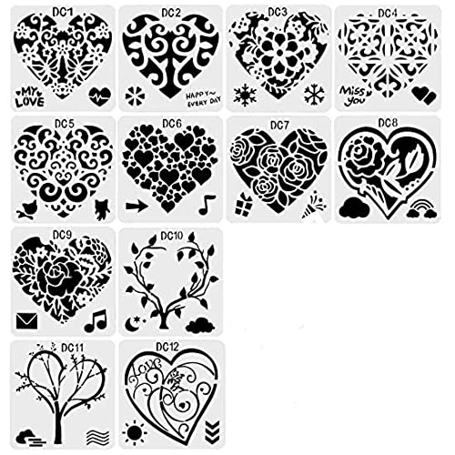 PATPAT® 16 Pcs Stencil Border, Reusable Painting Template for Home Decor, Crafting, DIY Albums and Printing,Art Scrapbook, Cake, Wall, Tile, Fabric (A)