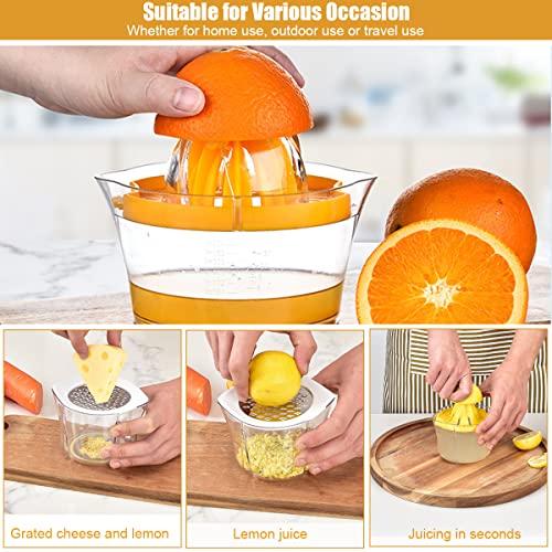 Supvox® 5 in 1 Manual Juicer with Strainer and Silicone Ice Mold, Multi-Function Citrus Juicer, Orange Juicer with Measuring Cup, Grater, Fresh Fruit Juice Press for Bar, Kitchen