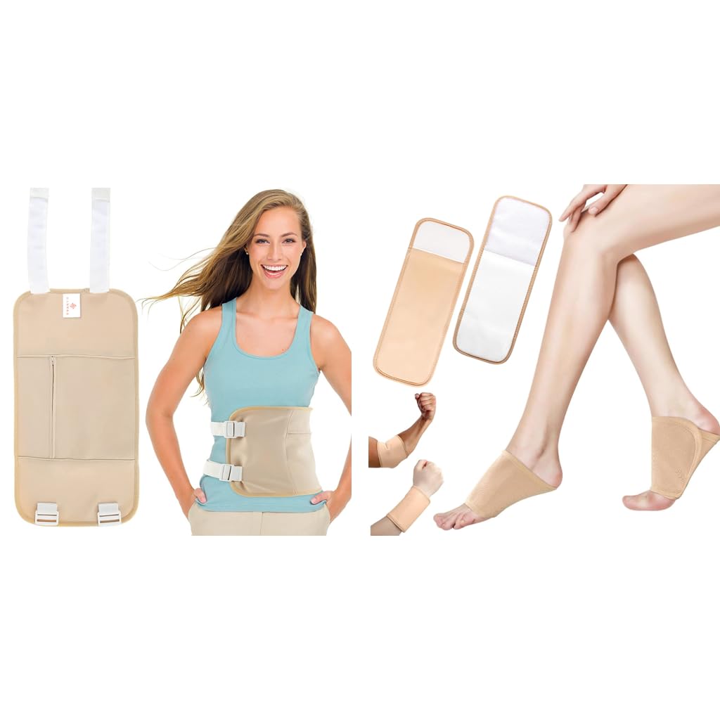 HANNEA Castor Oil Pack Combo for Liver Detox and Foot Care with Reusable Cotton Flannel | 2PCS Foot Pack for Circulation and Pain Relief