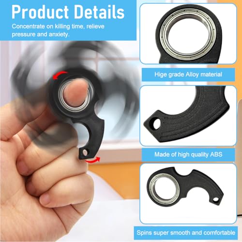 ZIBUYU® Whirling Key Chain Glow-in-The-Dark Letter Embossed Label Charm Keyring Metal Fidget Anxiety Relief Small Gadget Gift for Men Women 3 PCS
