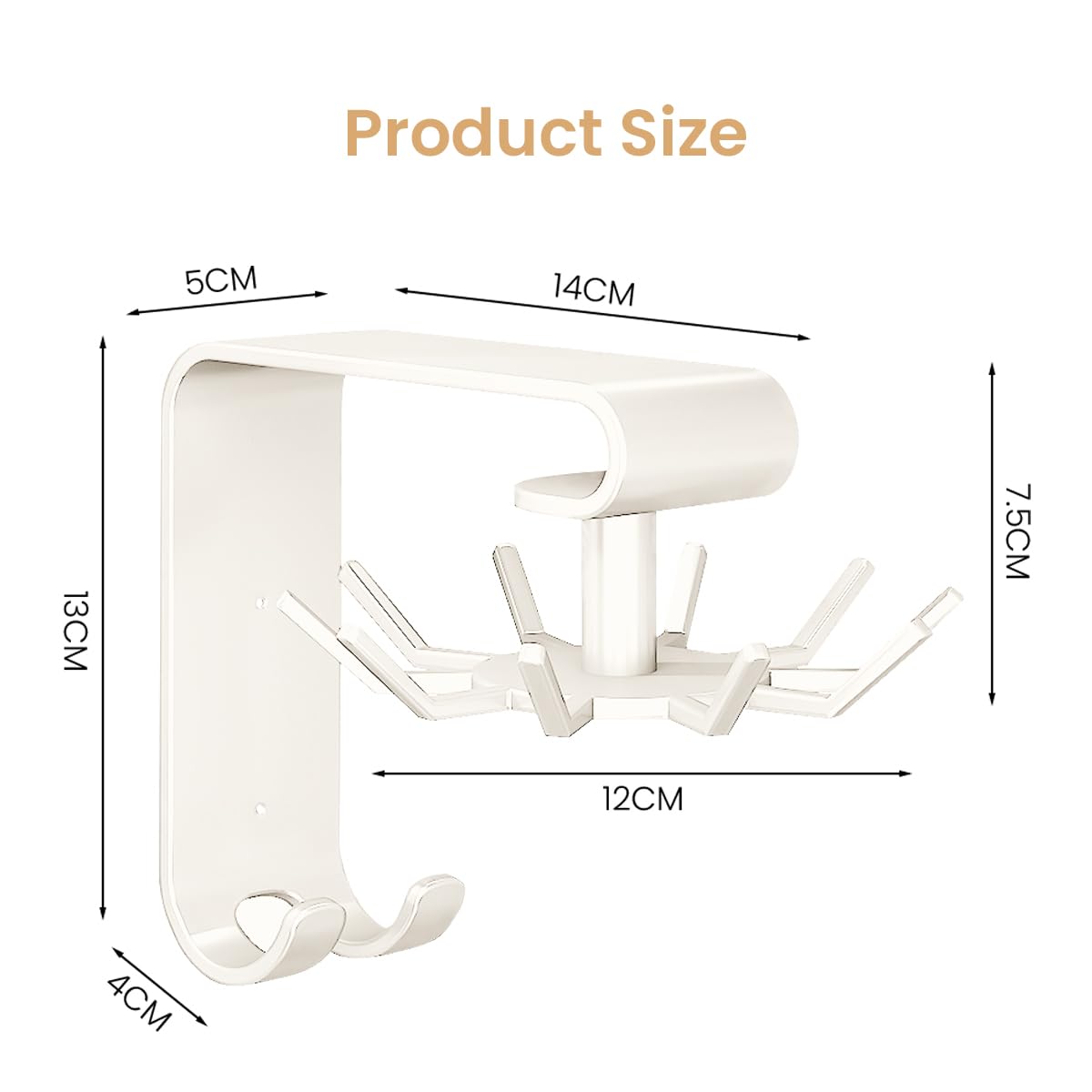 HASTHIP Multi Utensil Organizer for Kitchen with 360° Rotatable 10 Hooks and Carbon Steel Design