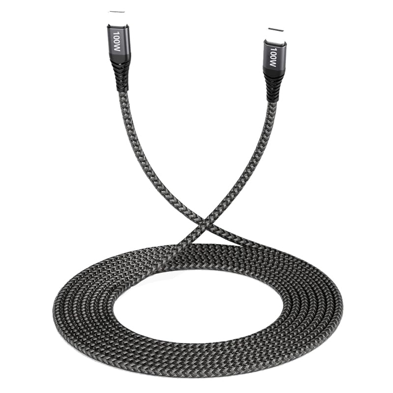 Verilux Type C to Type C Cable for MacBook and Samsung | 6.6 ft 100W Fast Charge Nylon Cord