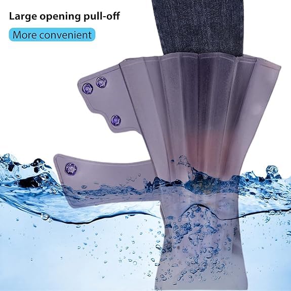 Zibuyu Waterproof Rain Shoe Covers for Outdoor Use with Snap Closure & Anti Slip Sole | Grey Size 7/8