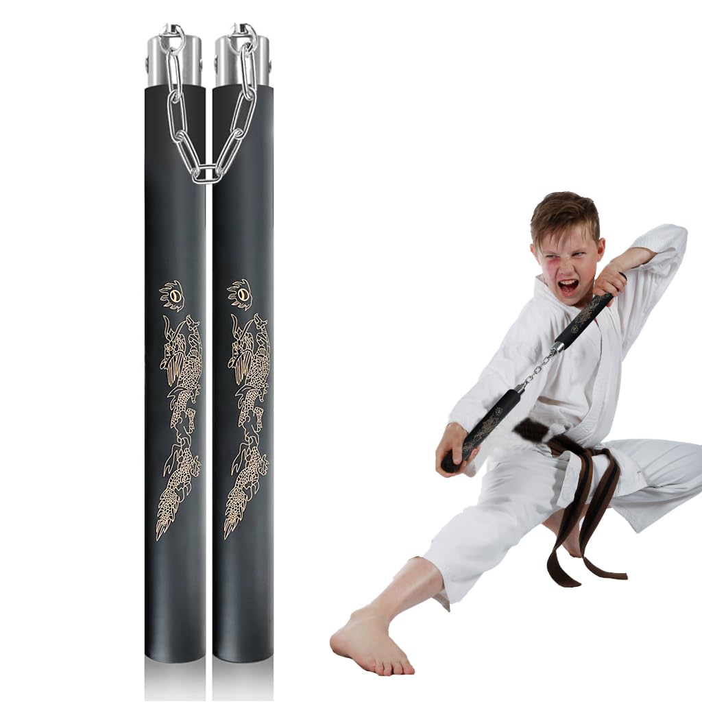 Proberos® Kids Use Nunchucks 12 Inches EVA Foam Nunchucks for Training 360 Degree Flexible Rotation Starter's Nunchucks For Martial Arts Training