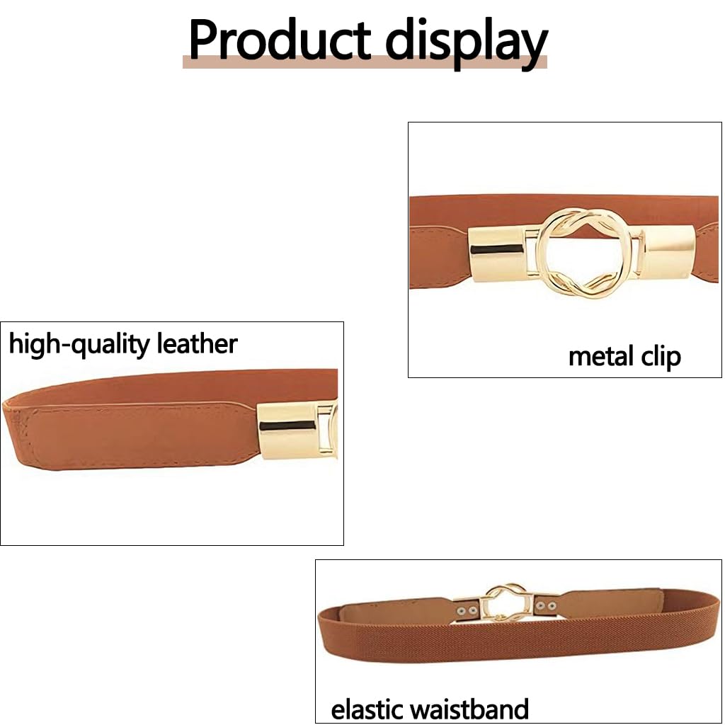 Zibuyu Womens Stretch Waist Belt for Dresses and Pants with Alloy Buckle Brown | Fashion Accessory