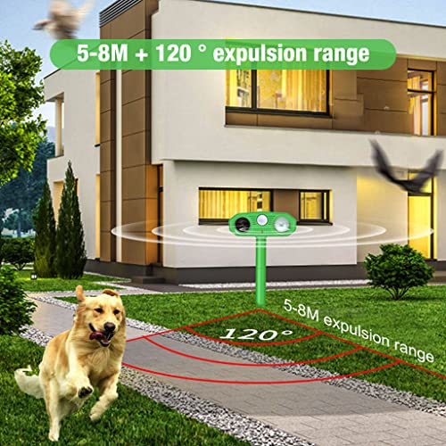 HASTHIP® Ultrasonic Pest Repeller with Infrared Sensor and Flashing Lights for Garden, Waterproof Solar Pigeon Repellent and Dog Repellent Device for Get Rid of Mole, Gopher, Snakes, Underground Pests