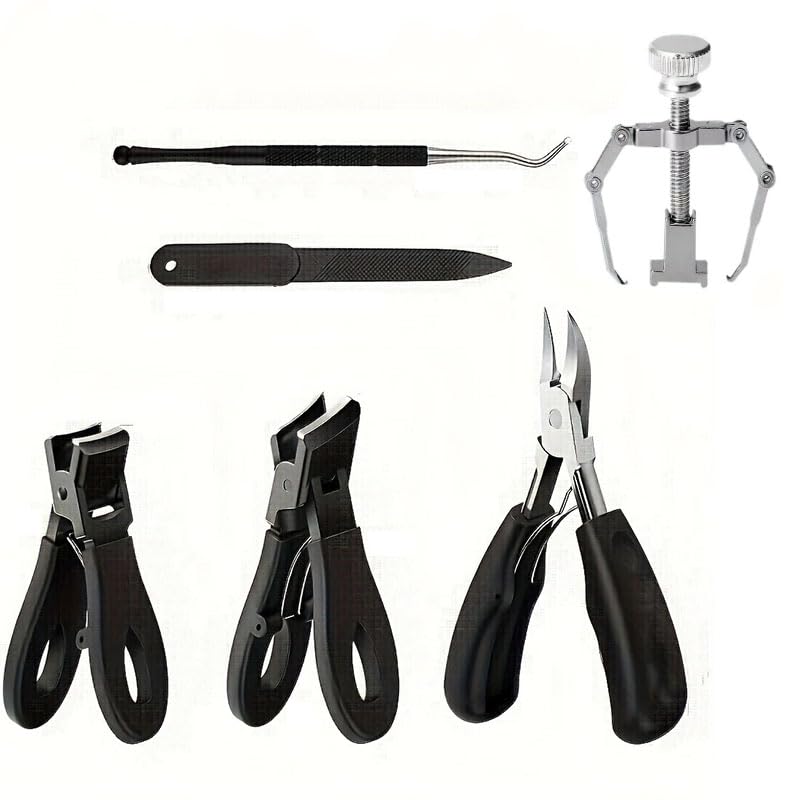 MAYCREATE® Professional Ingrown Toenail Tools Kit for Seniors,Wide Jaw Straight Nail Clippers,Large Angled Nail Clipper Cutters for Heavy Duty Thick Toe Nails or Fingernail,Manicure Set Men Women