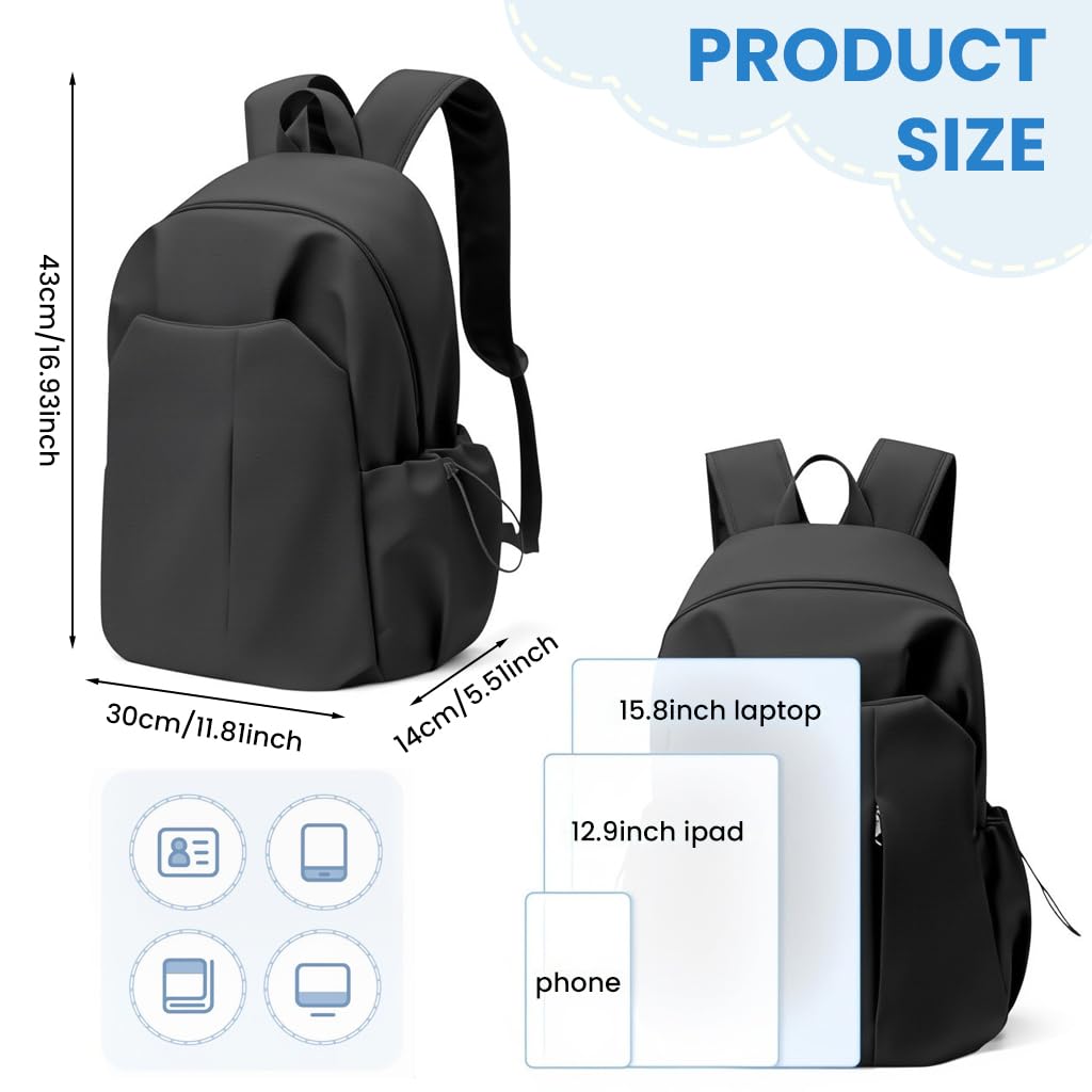 Zibuyu Backpack for School and Travel with Anti Theft Pocket and 15.6 Inch Laptop Sleeve | Waterproof White Bag for Men and Women