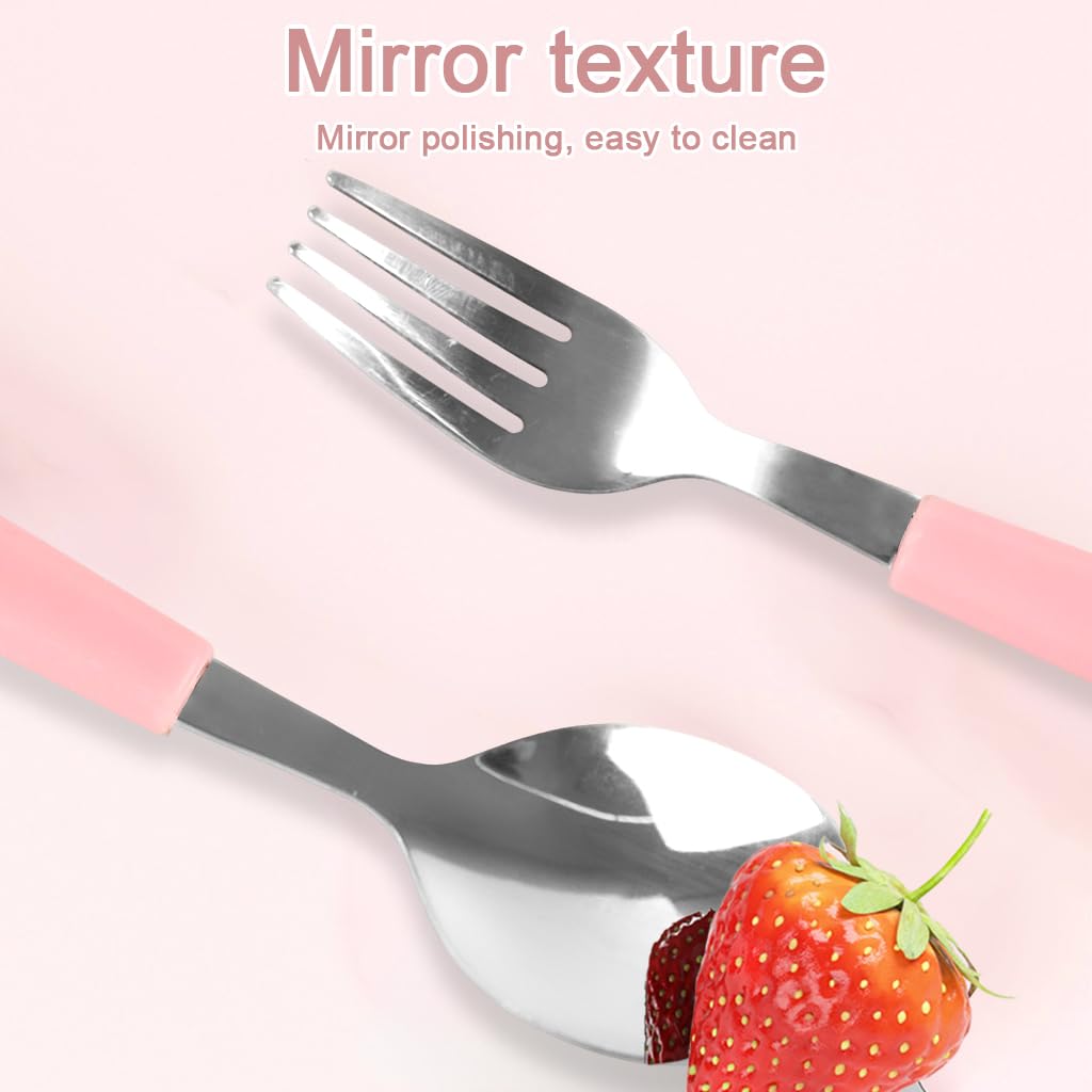 Supvox Cute Cutlery Set for Lunch Box with Storage Case featuring 7.87 in Utensils | Food Grade Stainless Steel for Kids