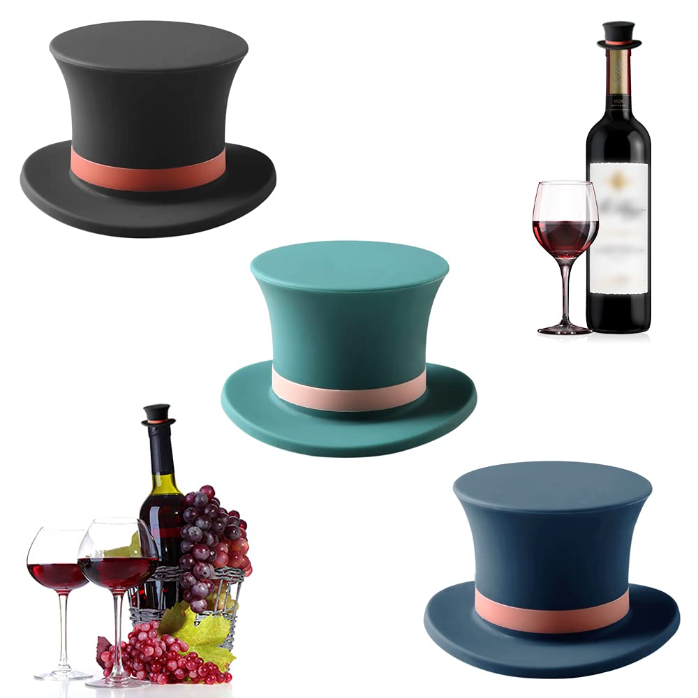 HASTHIP® Wine Stoppers, Funny and Reusable Silicone Bottle Stopper and Caps, Decorative Wine Sealer Preserver Accessory Set for Christmas Holiday