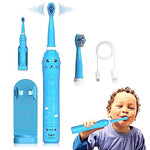 HANNEA® Electric Toothbrush For Kids, Battery Powered brush tooth, Age 3+, Soft Nylon Bristles, Chargeable automatic Tooth Brush With 6 Brushing Modes, 2 Interchangeable Brush Heads(Blue)