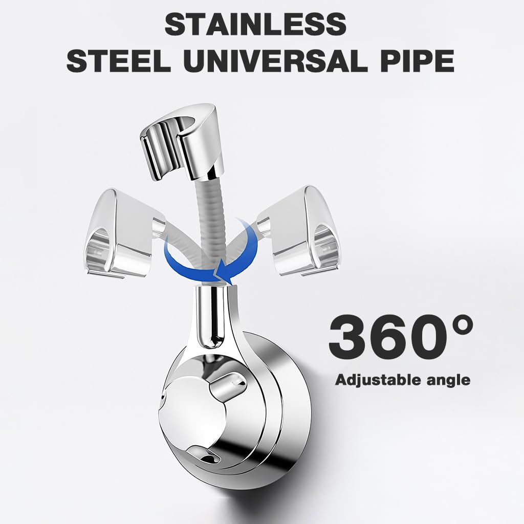 HASTHIP Shower Head Holder with 360° Adjustable Rotation and Self-Adhesive Suction Cup | Universal Wall Mount for Handheld Shower Heads