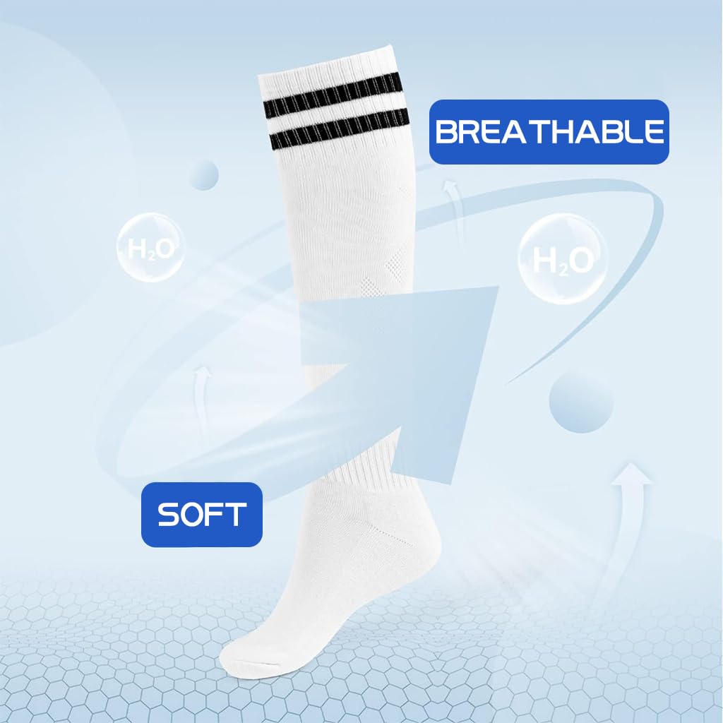 Proberos Football Sport Compression Sock Shin Guards Set for Kids 8–18 with Anti Slip Design and 14 in Knee High Fit