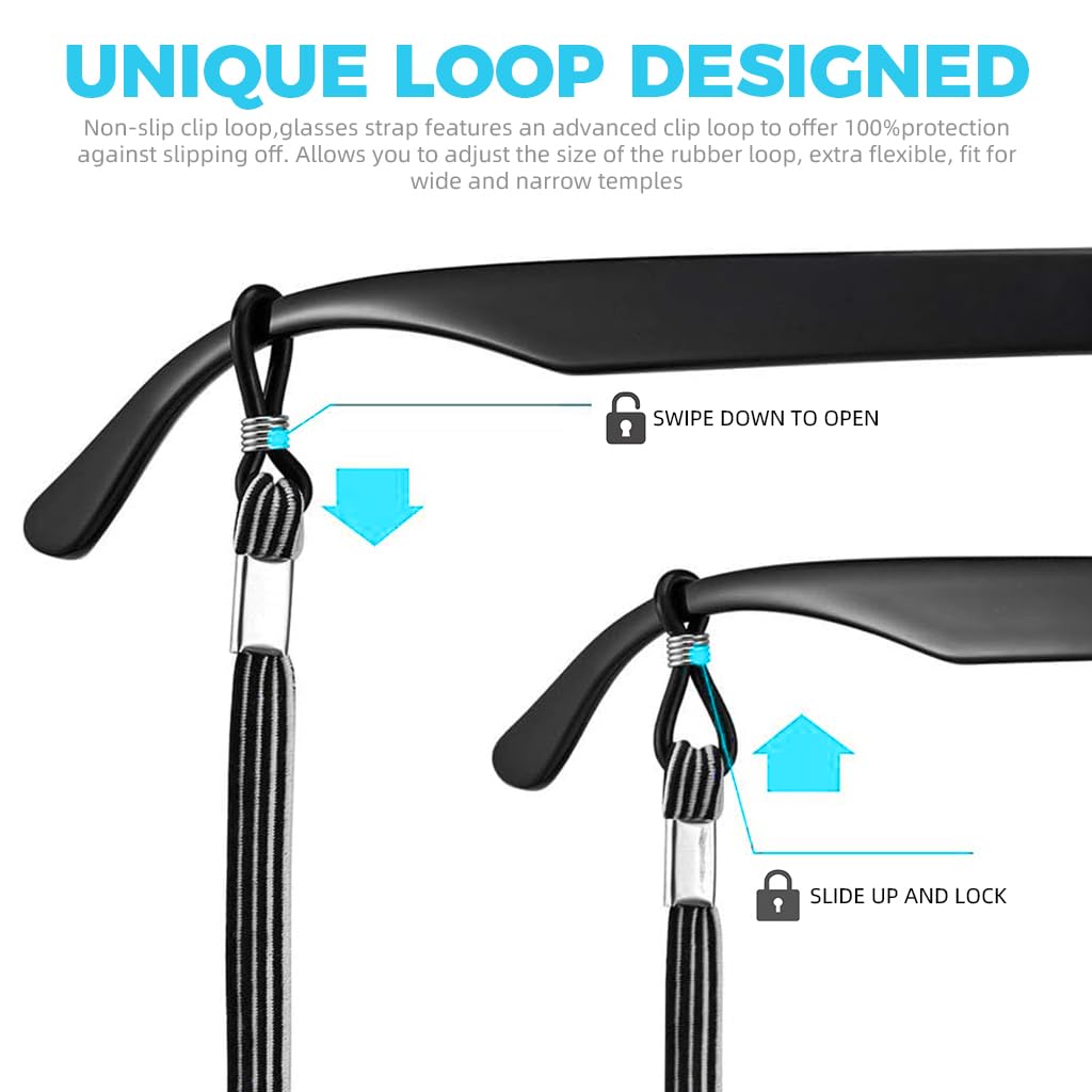 HASTHIP Specs Holder Strap for Glasses with Adjustable Grippers and 27.5 in Polyester Cord | 4Pcs Set for Active Wear