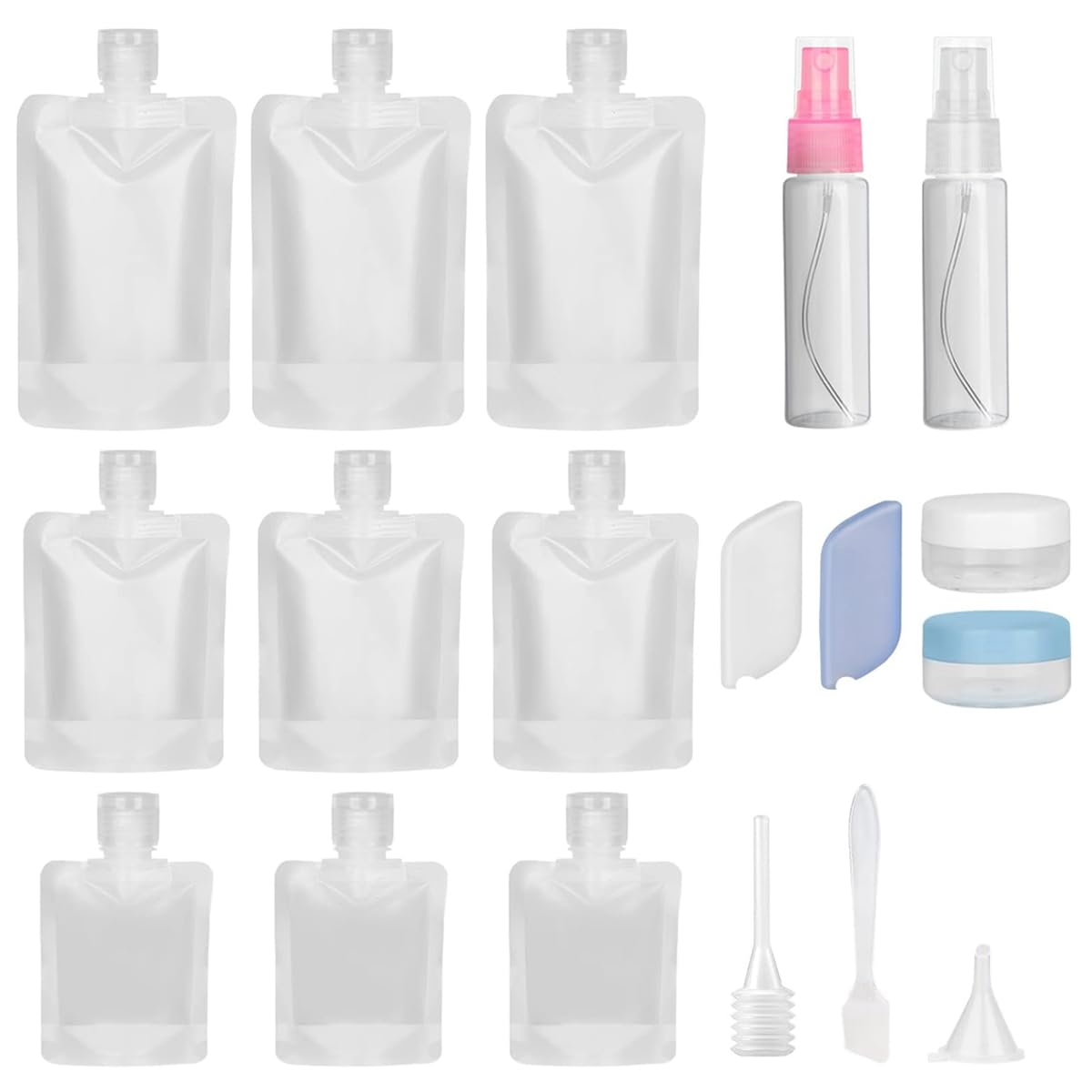 MAYCREATE Travel Bottles Set for Toiletries with 18 Pcs 3 Sizes and Leak Proof Screw Caps