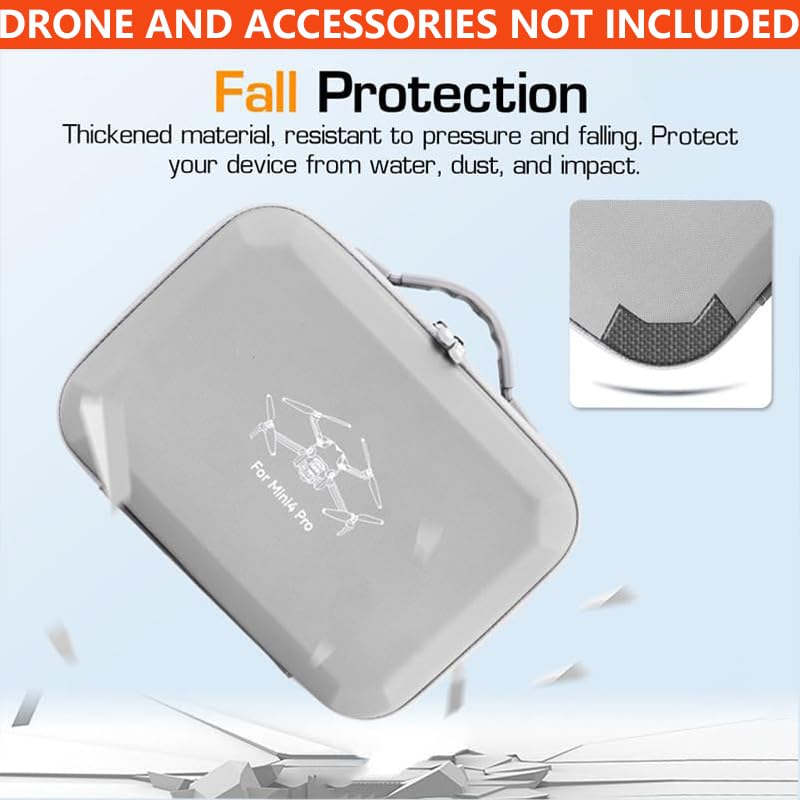 Carrying Case for DJI Mini 4 Pro with 12.2×9.1×4.1 in Molded Compartments and Waterproof PU Cover | Travel Storage Bag with Shoulder Strap