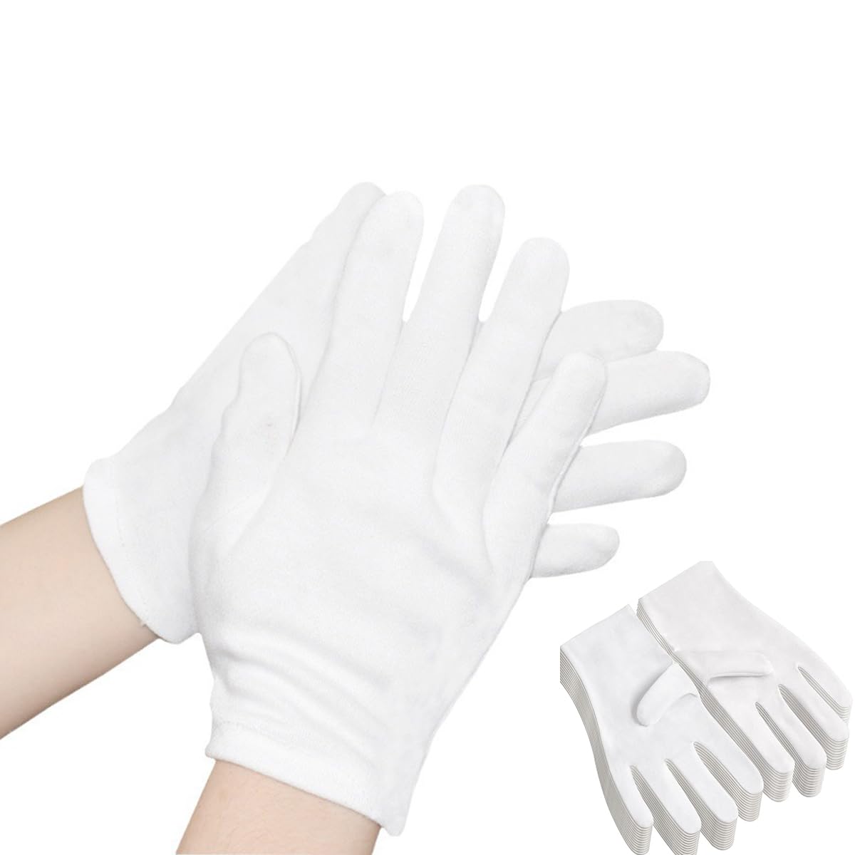 White Cotton Gloves for Artwork and Jewelry Inspection featuring Breathable Comfort | 12 Pairs
