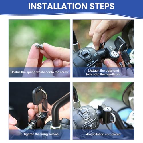 STHIRA® Helmet Lock for Bike Handle Bar Aluminum Alloy Locker with 2 Keys Easy Install for Two Wheeler Rustproof Anti-Theft Safety for Bikes E-Bikes Scooters 3PCS