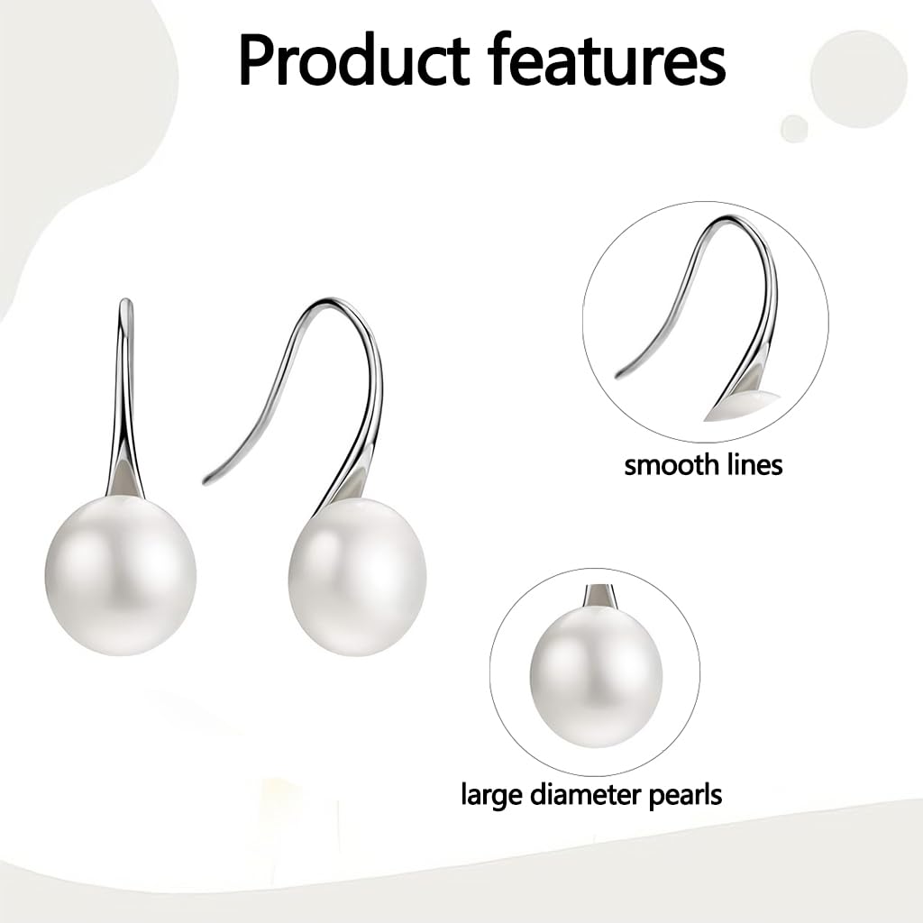 ZIBUYU Pearl Drop Earrings for Women with Polished Metal Setting | Elegant Lightweight Gift