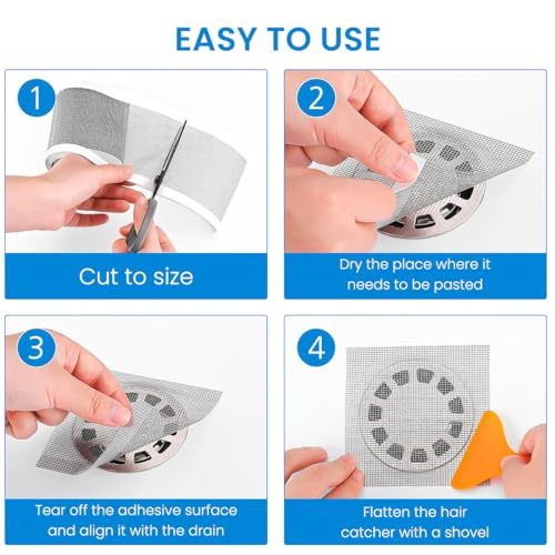 HASTHIP® 20 Pack Disposable Shower Drain Hair Catcher & 1 Roll Cuttable Sink Strainer Mesh Stickers Combo, Waterproof, for Bathroom, Kitchen, DIY, Planners, Crafts, 4