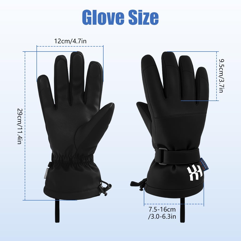 GUSTAVE Winter Gloves for Men and Women with Touchscreen Fingers | Waterproof and Thermal Outdoor Sports Gloves