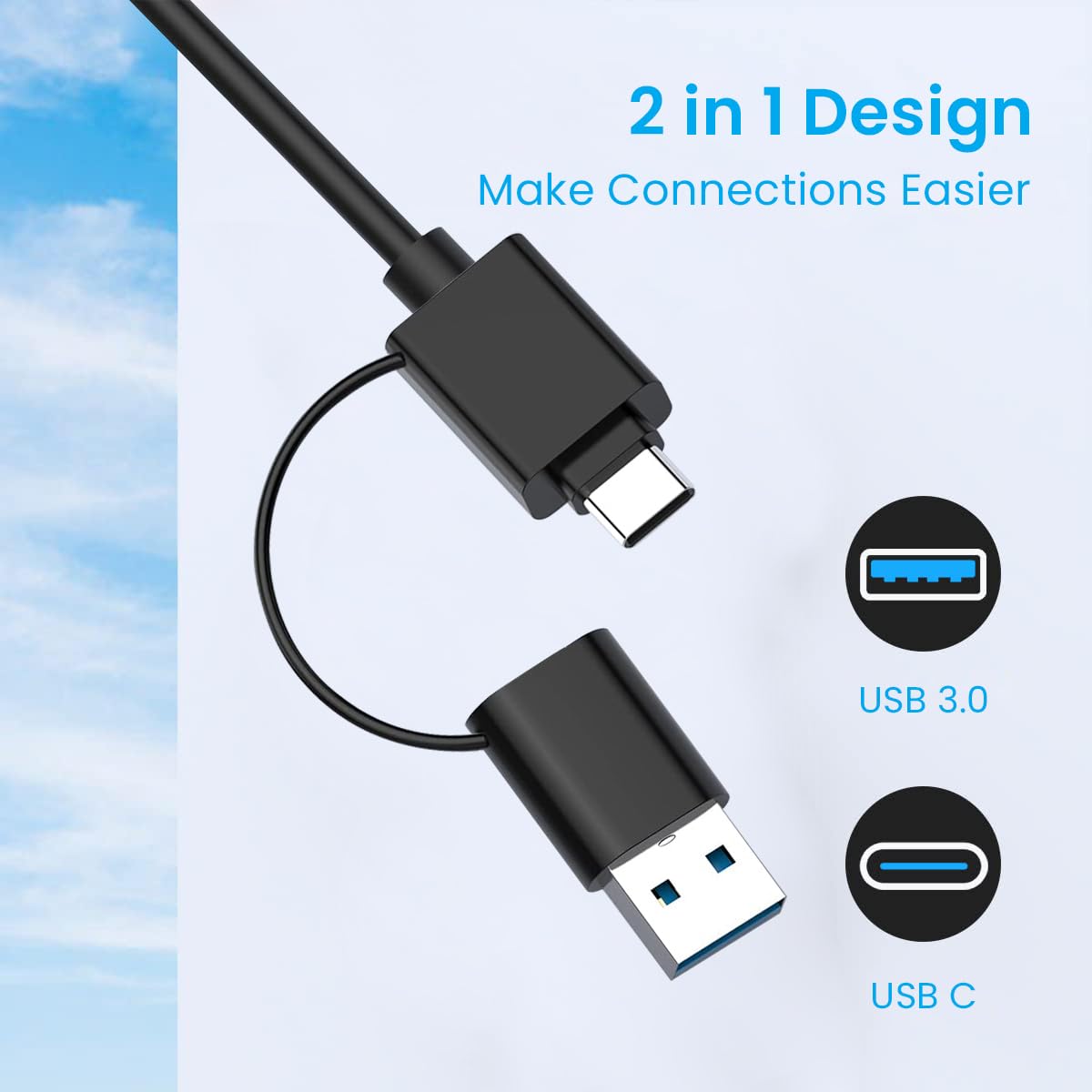 ZORBES USB Card Reader for CF SD MS XD and TF Cards featuring Dual USB C Interface | 7 in 1 High Speed 3.0 with Indicator Lights