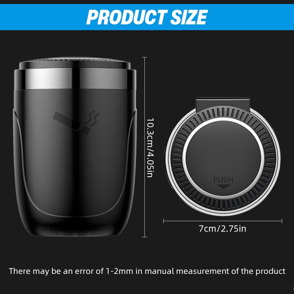 STHIRA Car Ashtray for Auto and Home with One Touch Flip Lid and Built In Light | Metal Alloy Lined Anti Odor Design