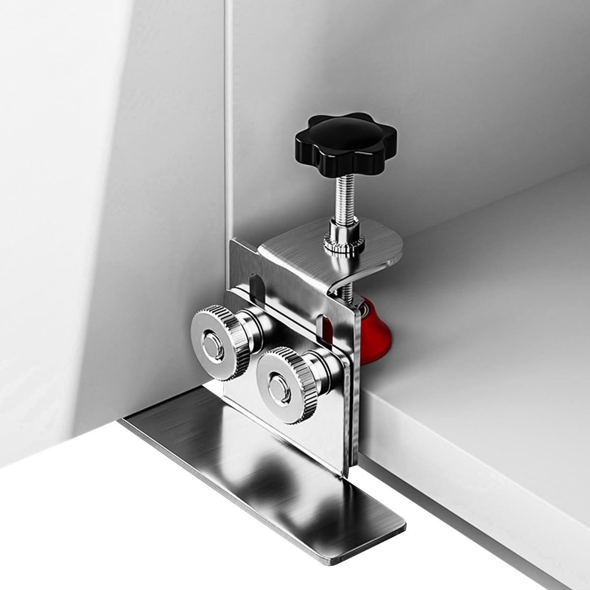 Serplex Floor Cabinet Door Install Clamp for Precise Alignment with Adjustable Support Arm | 2PCS Stainless Steel Jig for DIY Cabinet Installation
