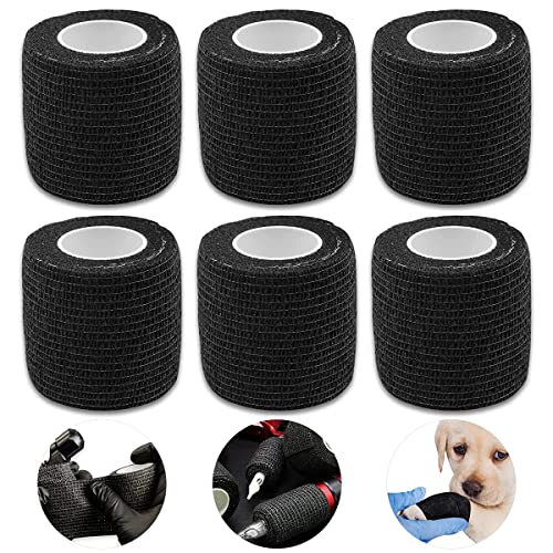 Qpets® 6 Rolls Crepe Bandage Self Adhesive Crepe Bandage Elastic Strethy Crepe Bandage for Tattoo Grip Cover Small Wound Cohesive Tape Wrap Crepe Bandage