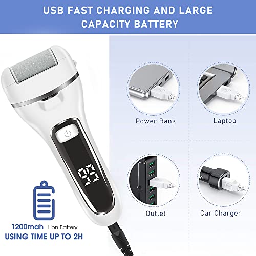 MAYCREATE® Electric Callus Remover Pedicure Scrubber For Women Machine Rechargeable Electronic Tools Portable Device Professional Feet Care Kit Home 3PCS